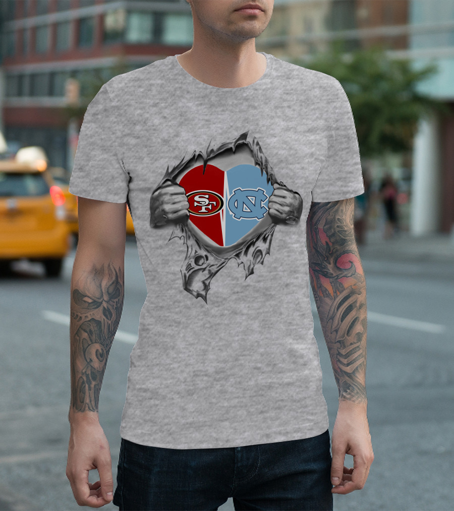 49Ers SF And UNC Tar Heels It's In My Heart T-Shirt