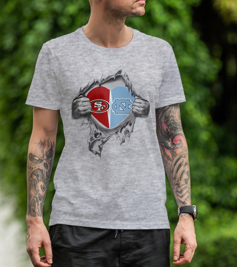 49Ers SF And UNC Tar Heels It's In My Heart T-Shirt