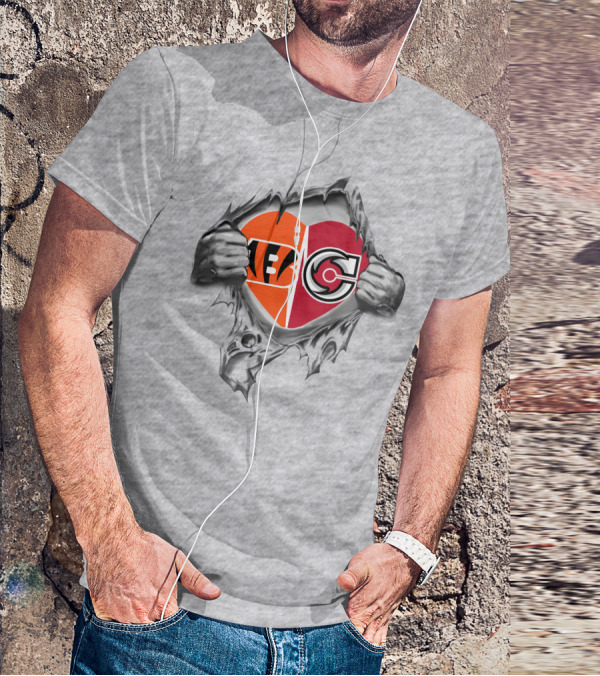 Bengals Cyclones Logo Heart Split T-Shirt