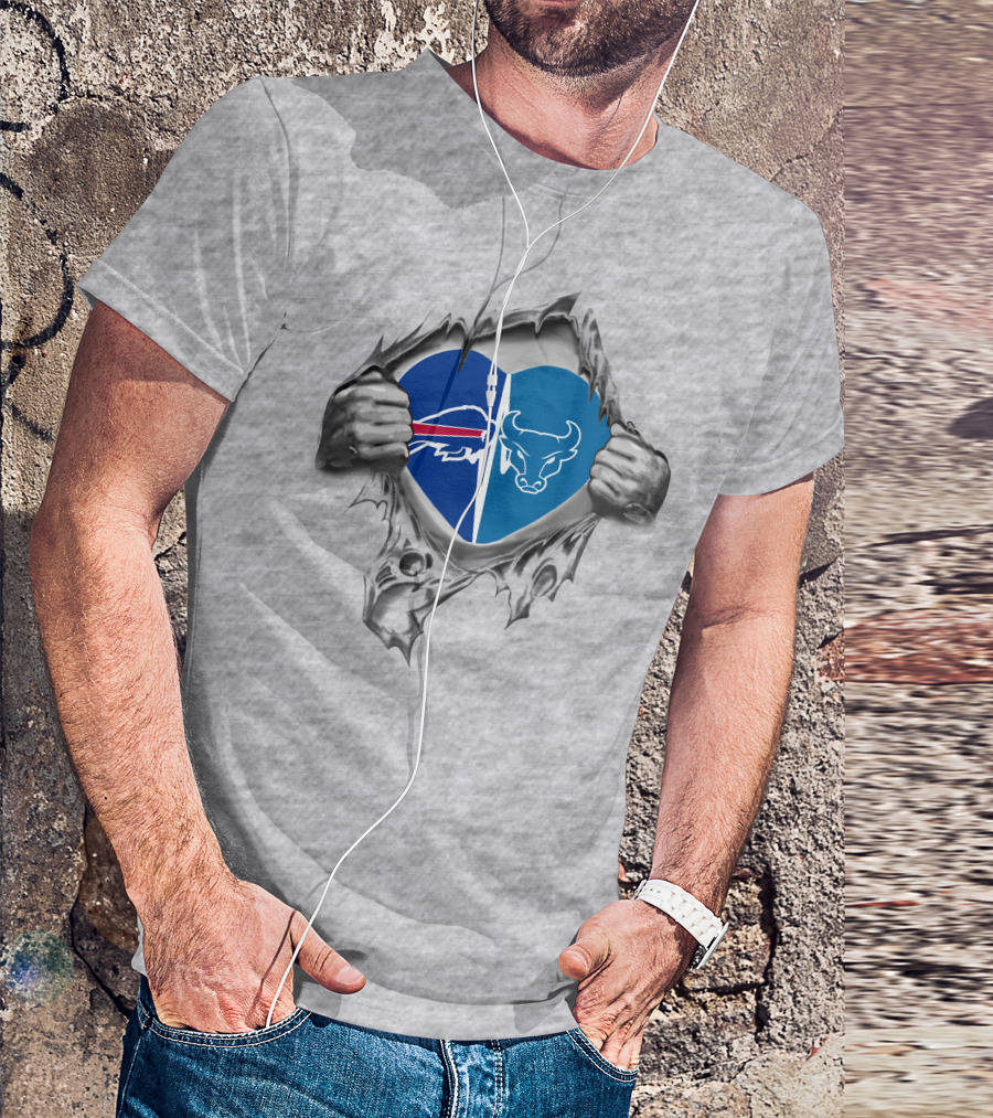 Bills Buffalo Bulls Heart Tear Elements T-Shirt