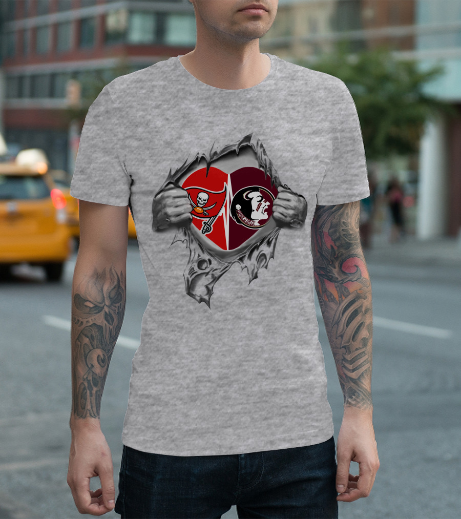 Buccaneers FSU Seminoles Heartbeat Passion T-Shirt