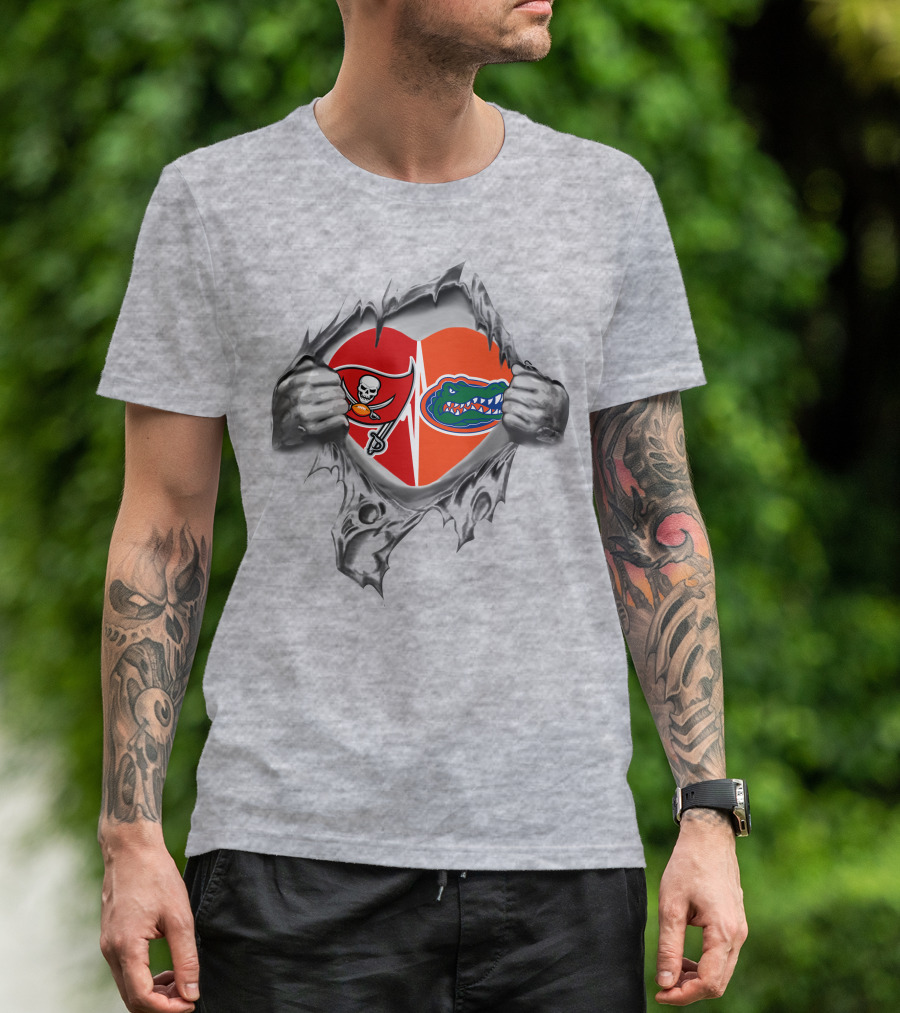 Tampa Bay Buccaneers Florida Gators Heartbeat Passion T-Shirt