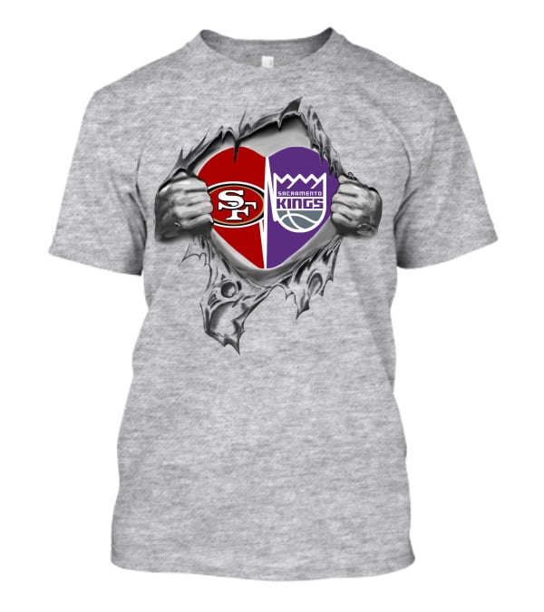 SF 49ers Sacramento Kings Heart Logo Fan Spirit T-Shirt