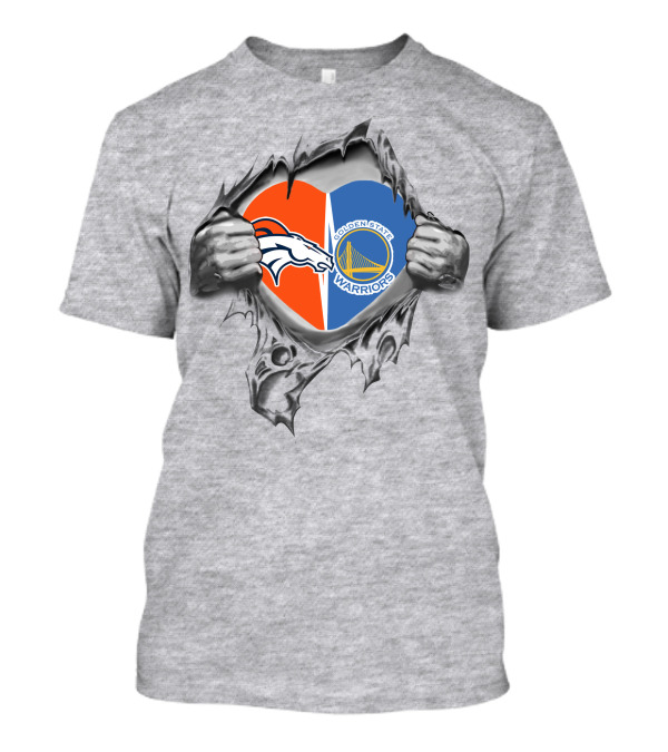 Denver Broncos Golden State Warriors Heart T-Shirt