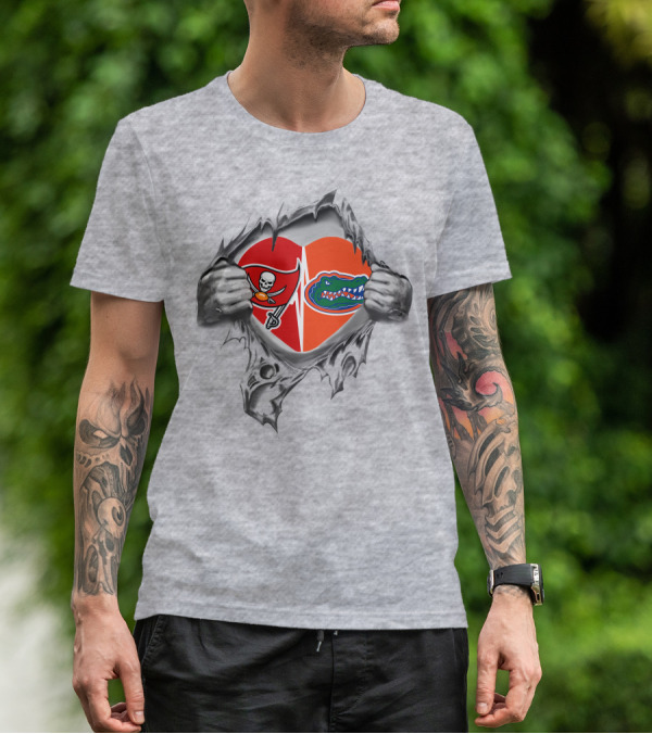 Buccaneers Heartbeat Gators Passion Tear Gray T-Shirt