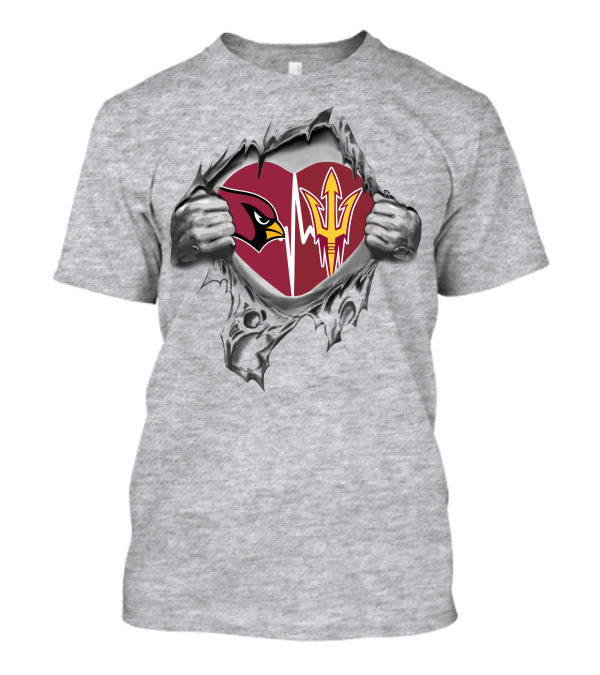 Cardinals Sun Devils Heart Logo Burst T-Shirt