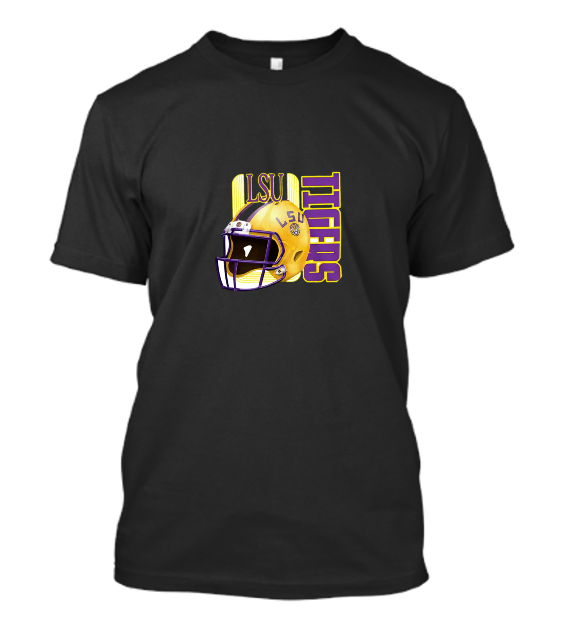 LSU Tigers Helmet Icon With Bold Lettering T-Shirt