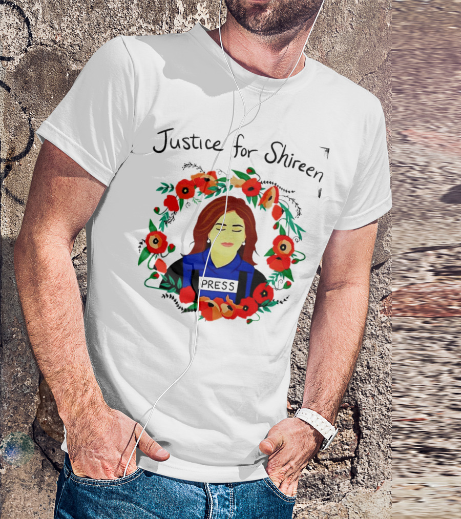Justice For Shireen Press Floral Wreath T-Shirt