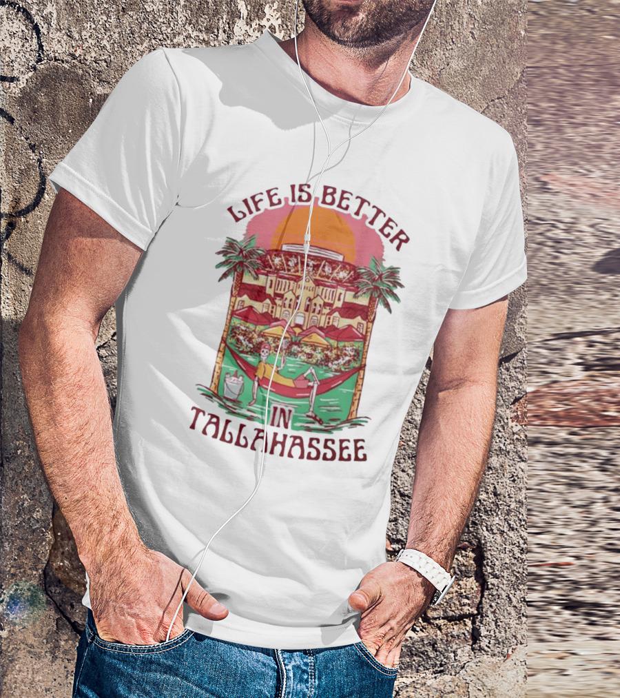 Life Is Better In Tallahassee Skeleton Hammock Scene T-Shirt