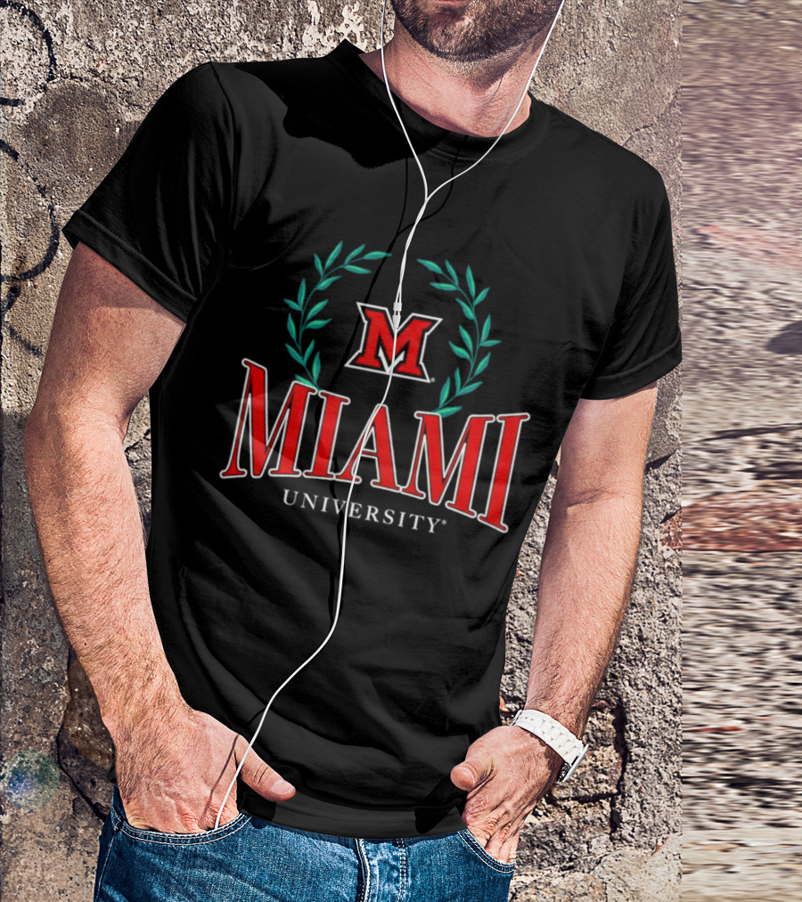 Miami University Red M Laurels Emblem T-Shirt