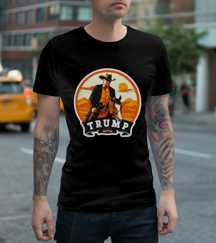 Trump 2024 Make America Cowboy Again Riding Horse Western T-Shirt