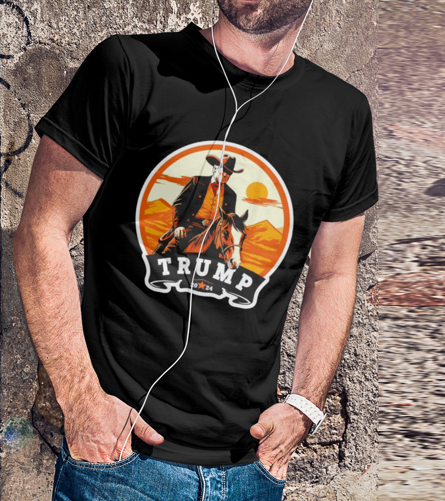 Trump 2024 Make America Cowboy Again Riding Horse Western T-Shirt