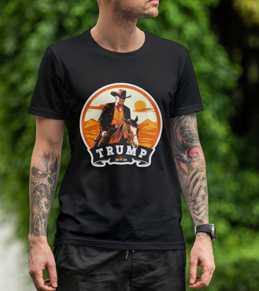 Trump 2024 Make America Cowboy Again Riding Horse Western T-Shirt