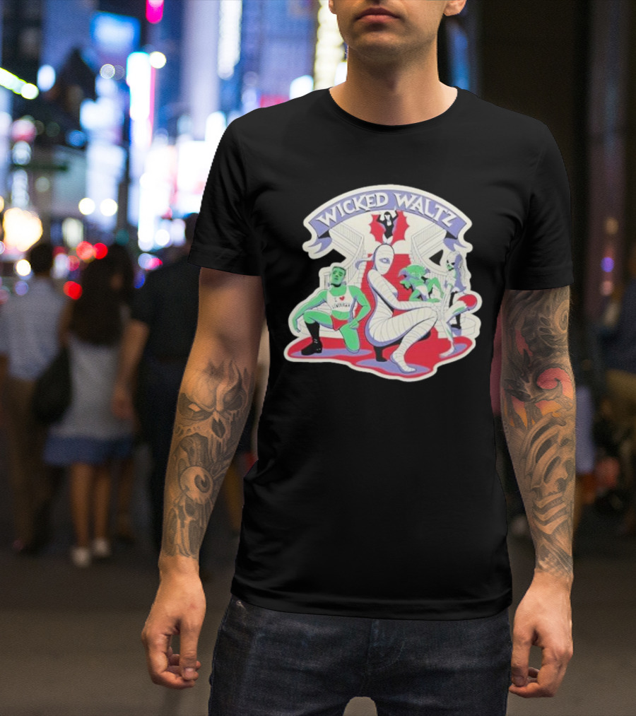 Wicked Waltz Monsters Dracula Frankenstein Mummy Bride T-Shirt