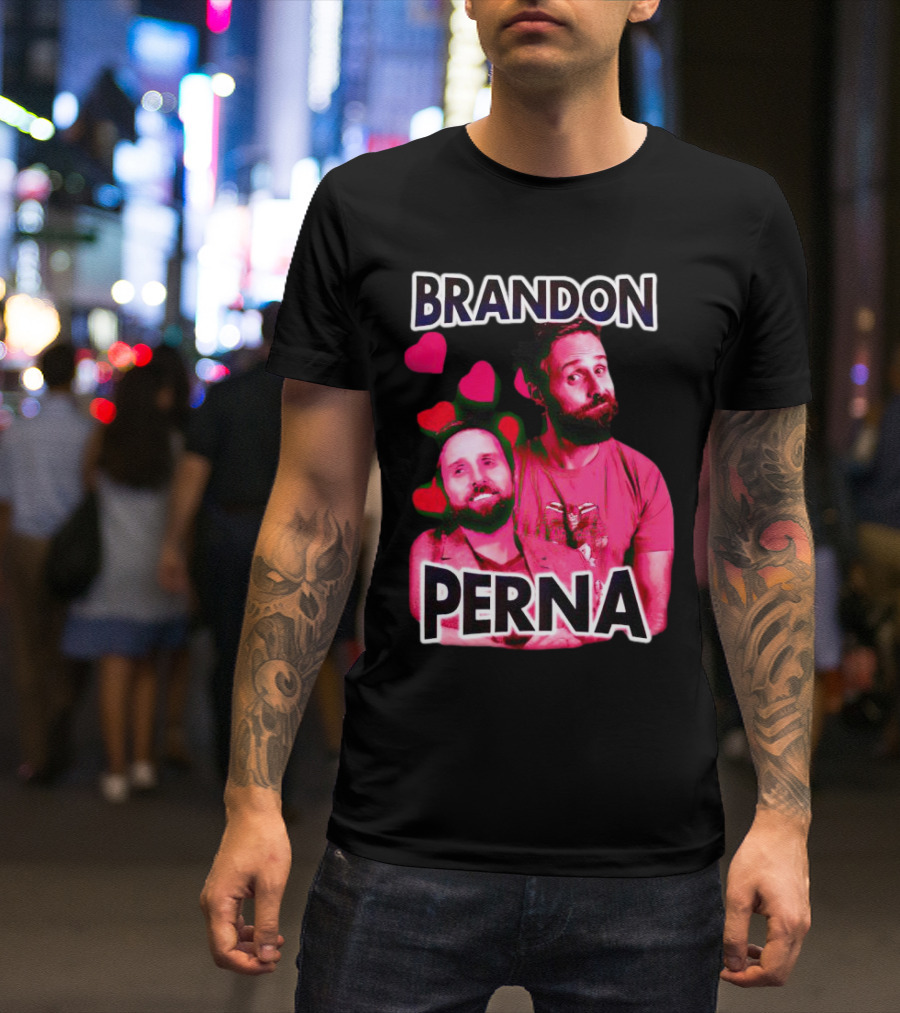 Brandon Perna Heart Icons Red Shirt Pose T-Shirt