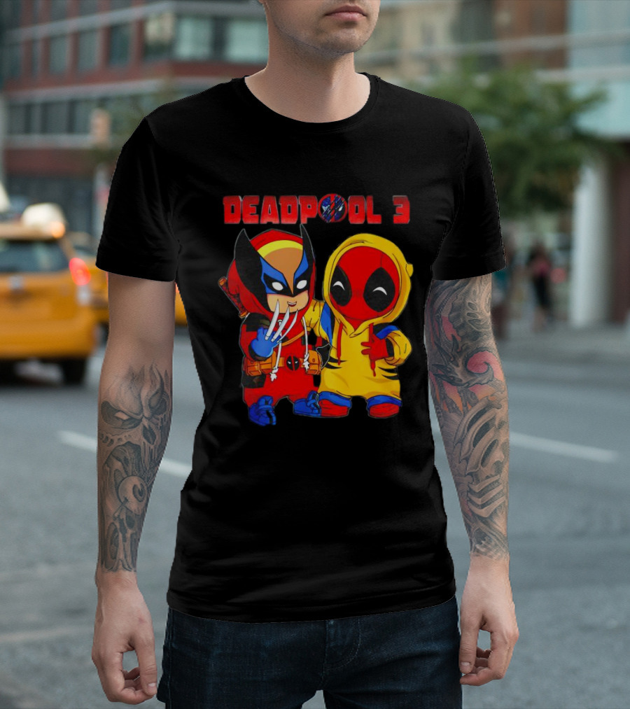 Deadpool 3 Wolverine and Deadpool Cartoon Characters T-Shirt