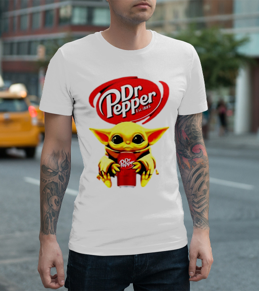 Dr Pepper Baby Yoda Holding Soda Can T-Shirt