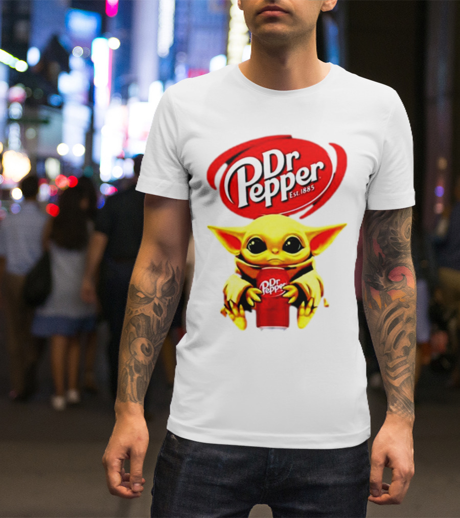Dr Pepper Baby Yoda Holding Soda Can T-Shirt