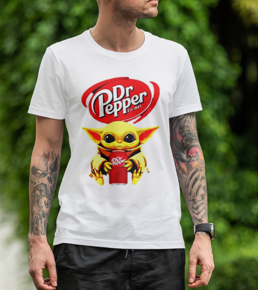 Dr Pepper Baby Yoda Holding Soda Can T-Shirt