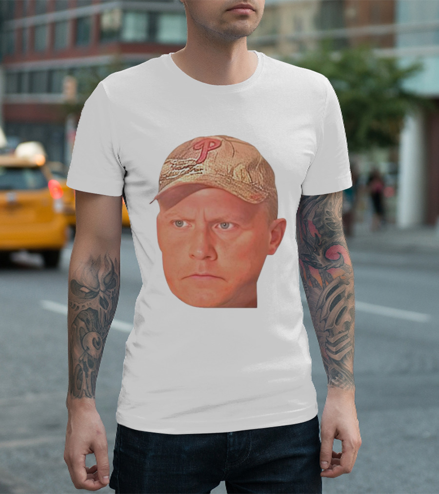 Jeffrey Ridgway Psycho Dad Face with Philadelphia Phillies Logo Cap T-Shirt