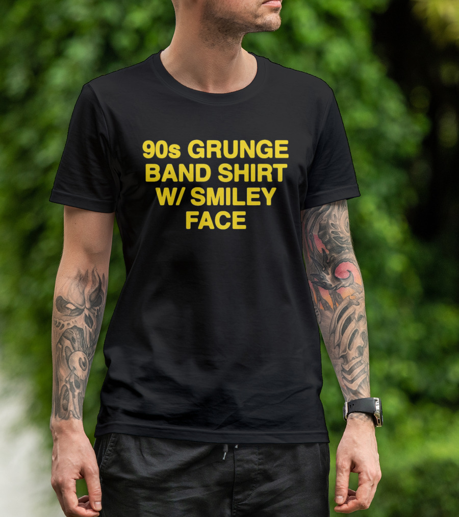 90s Grunge Band Smiley Face T-Shirt