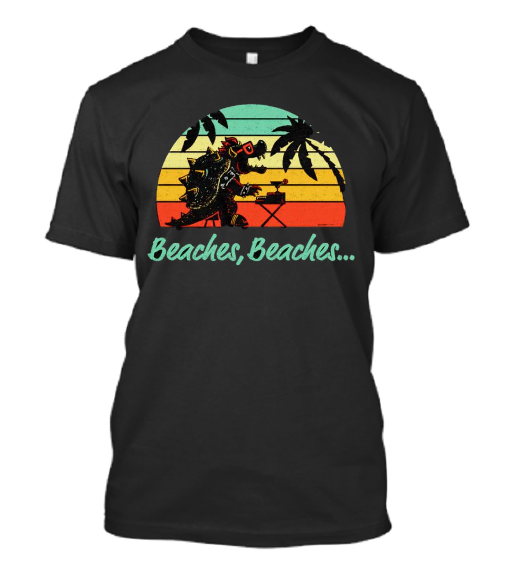 Beaches Beaches Vintage Bowser Retro Sunset T-Shirt