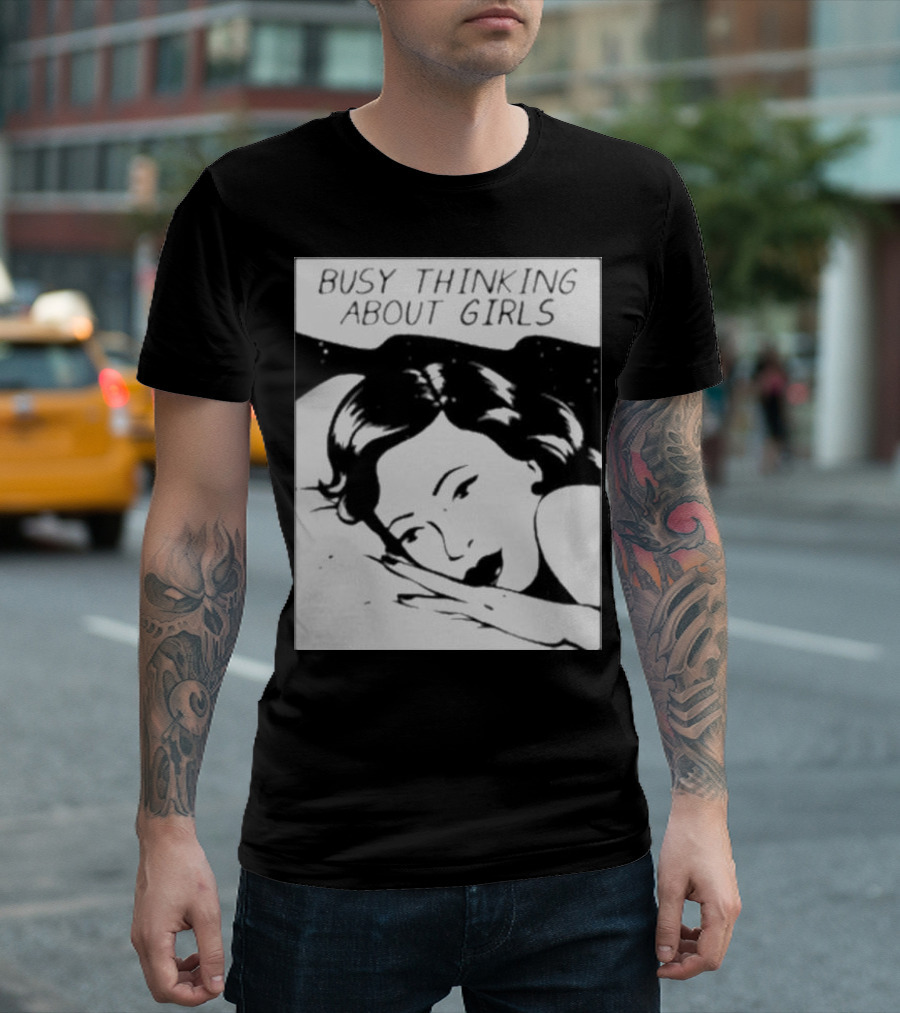Busy Thinking About Girls Comic Pop T-Shirt