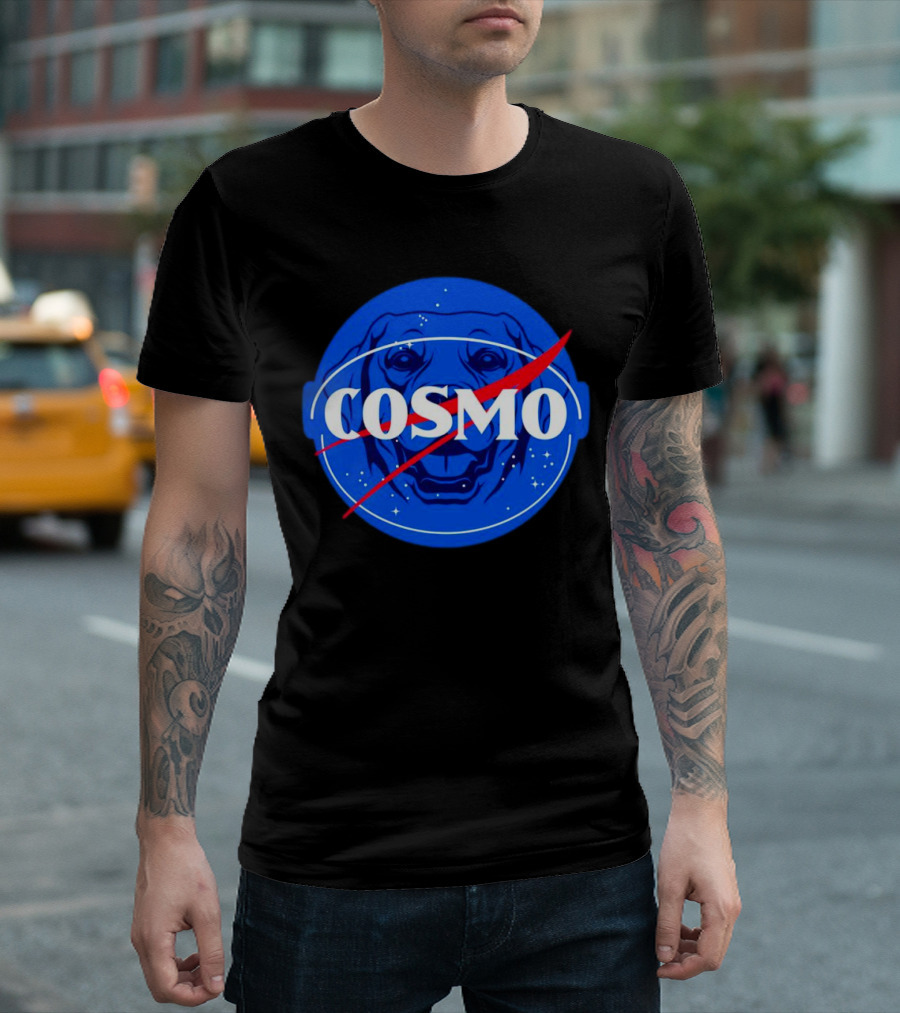 NASA-Inspired Cosmo Space Dog Agency Logo Astronaut T-Shirt
