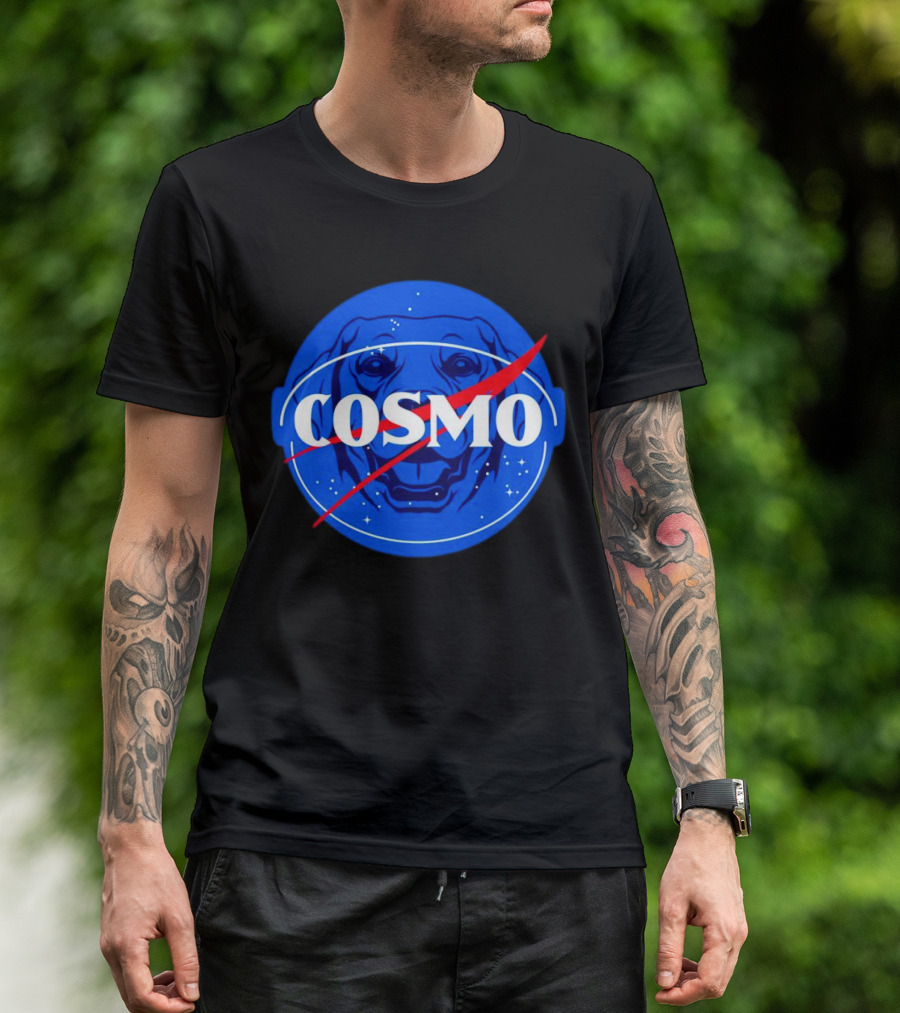 NASA-Inspired Cosmo Space Dog Agency Logo Astronaut T-Shirt