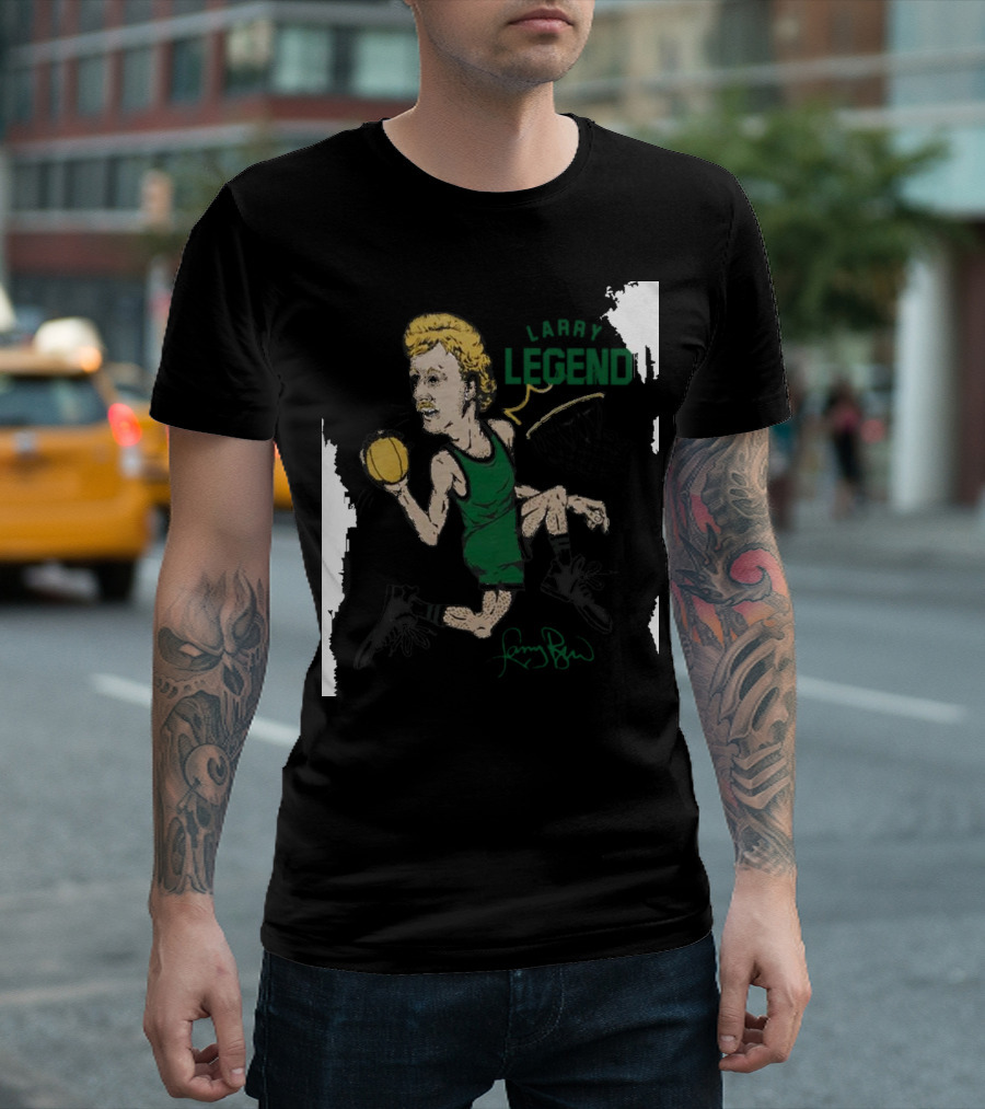 Dave Portnoy Wearing Larry Legend Basketball Art With Larry Bird Signature T-Shirt