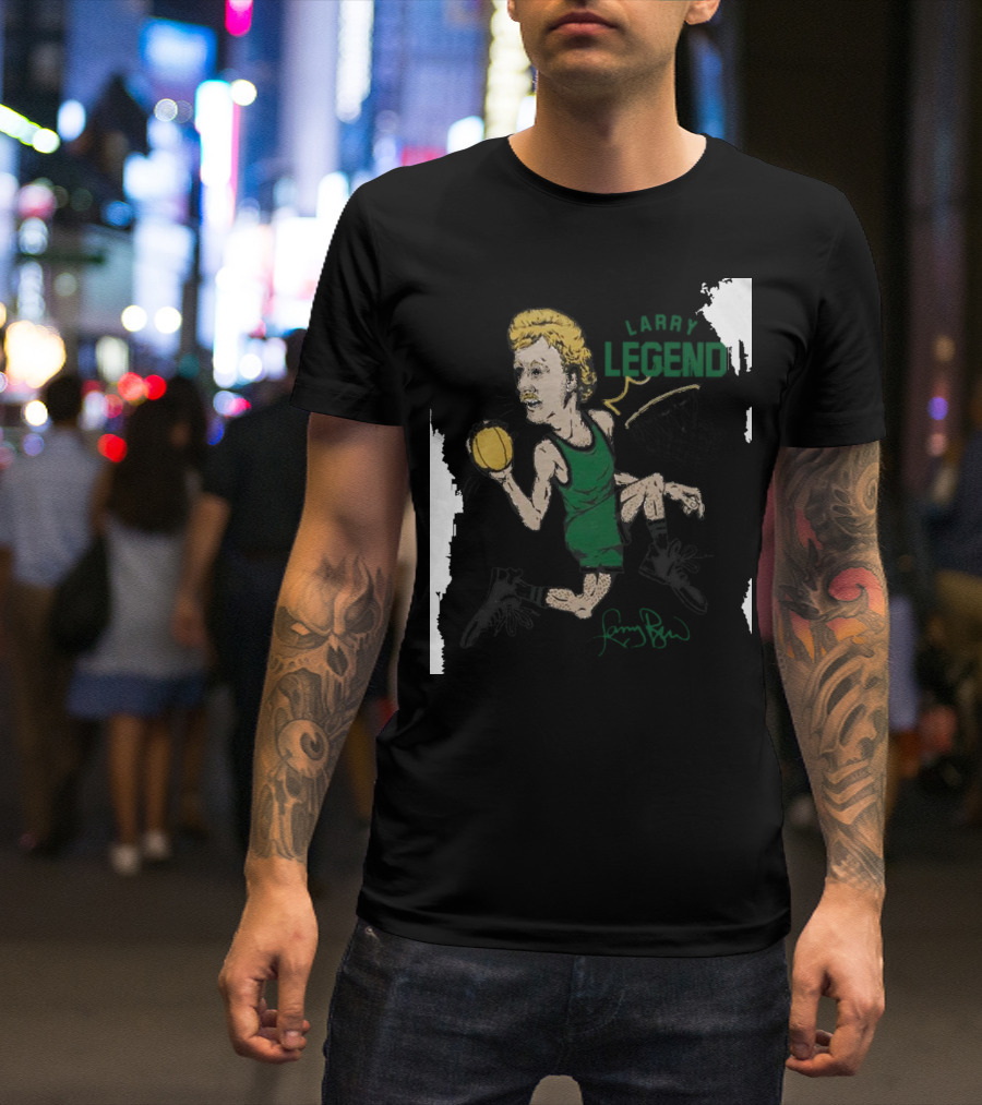 Dave Portnoy Wearing Larry Legend Basketball Art With Larry Bird Signature T-Shirt