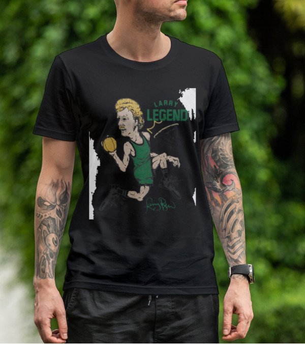 Dave Portnoy Wearing Larry Legend Basketball Art With Larry Bird Signature T-Shirt