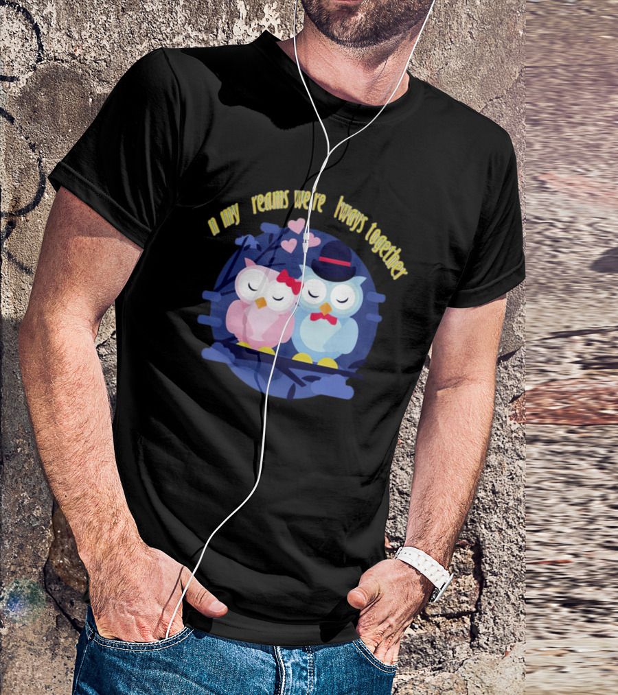 In My Dreams We're Always Together Owls With Hearts And Hats On Branch T-Shirt