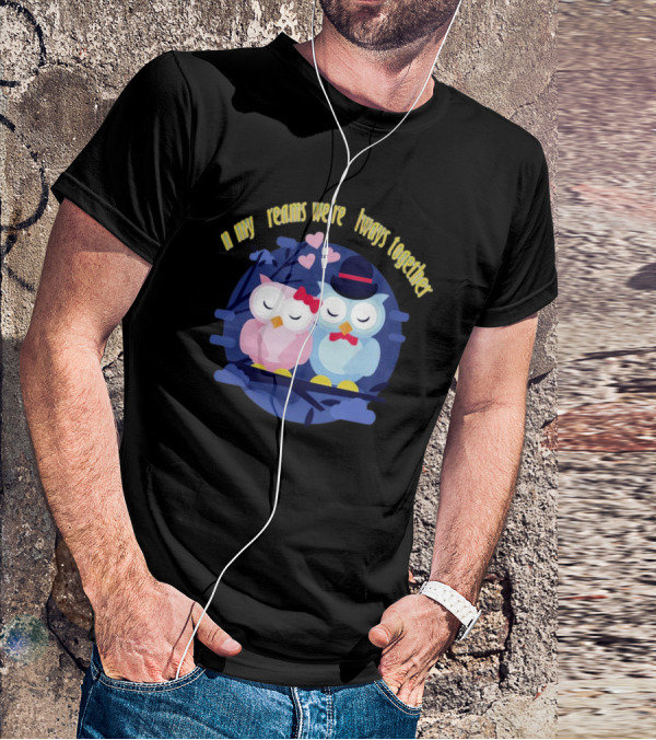 In My Dreams We're Always Together Owls With Hearts And Hats On Branch T-Shirt