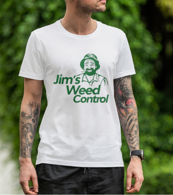Jim’s Weed Control Gardener Icon With Hat And Beard T-Shirt
