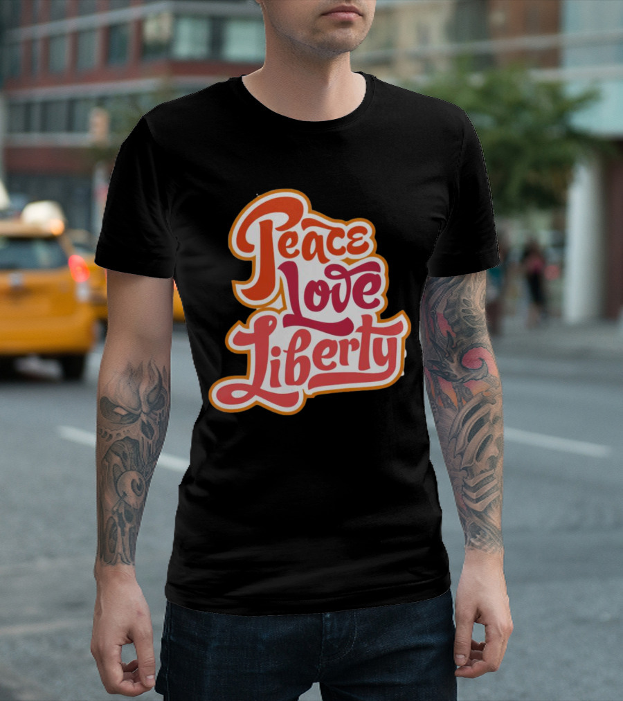 Peace Love Liberty Vintage Groovy Typography T-Shirt