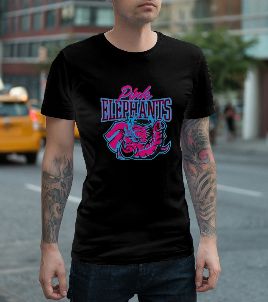 Pink Elephants Neon Retro T-Shirt
