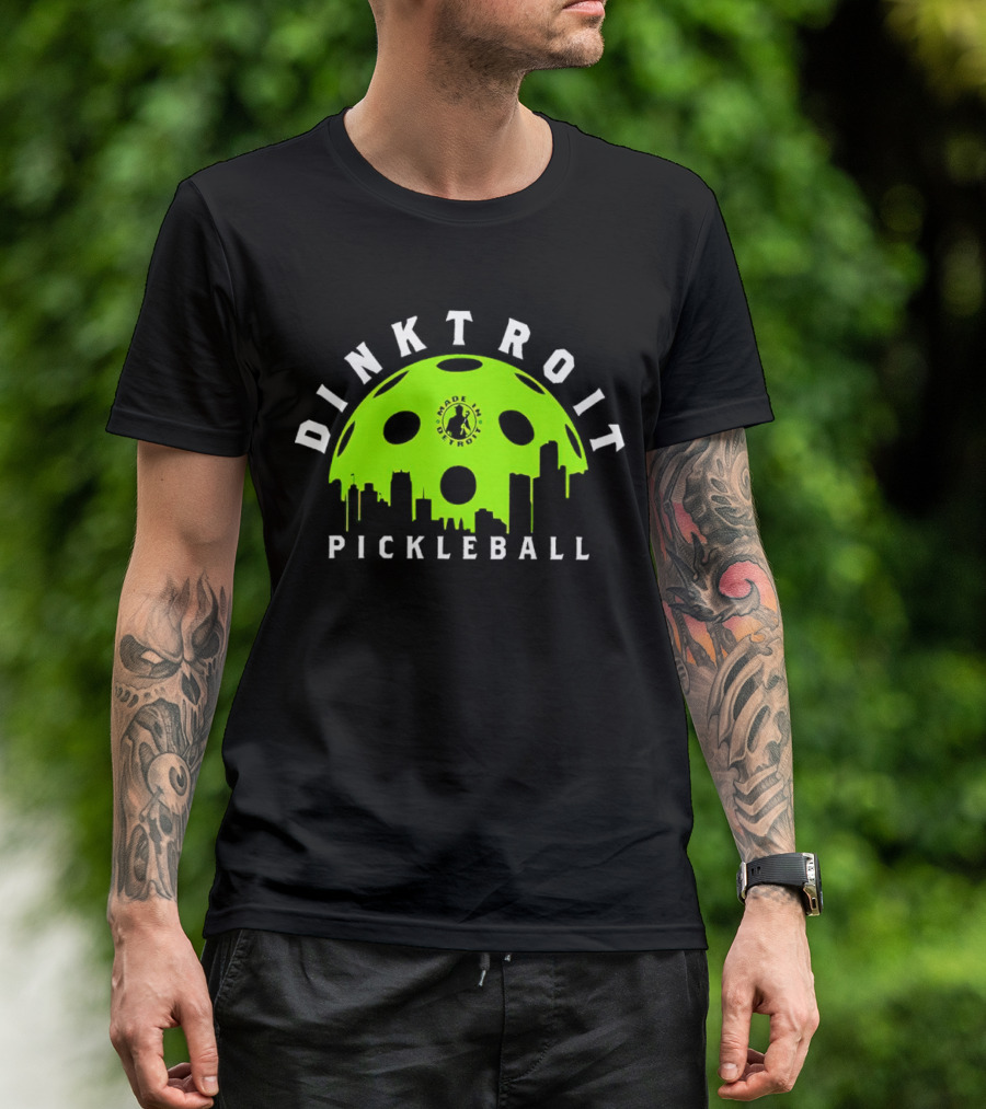 Dinktroit Pickleball Made In Detroit Skyline Ball T-Shirt