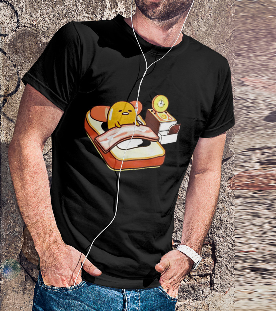 Gudetama Breakfast In Bed With Toast And Bacon T-Shirt