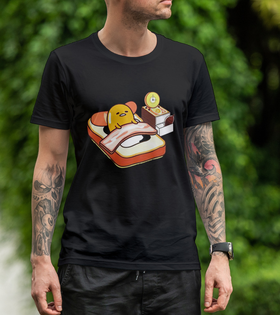 Gudetama Breakfast In Bed With Toast And Bacon T-Shirt