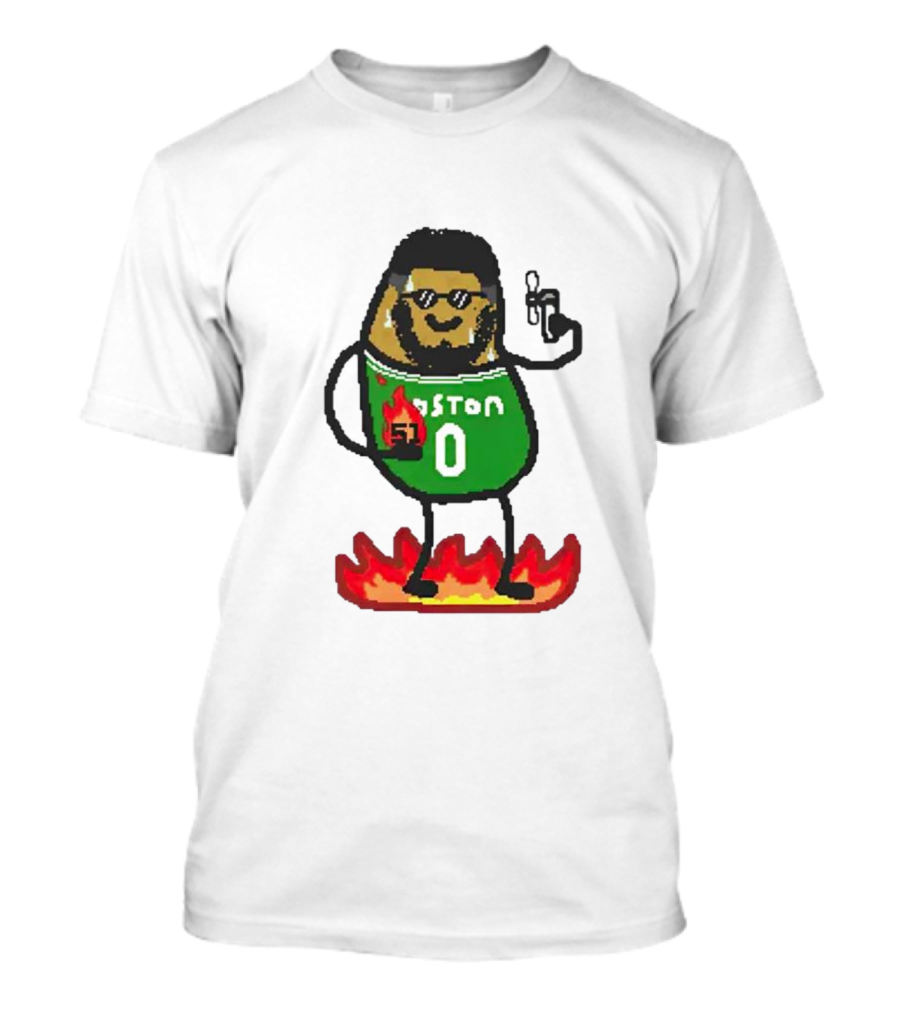 Jayson Tatum Boston NBA Potatum Green Jersey Fire T-Shirt