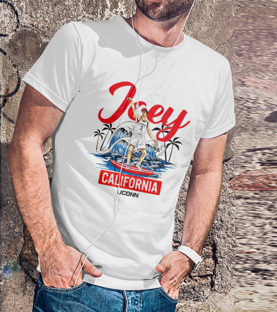 Joey Surfing California Uconn Basketball Waves Palm Trees T-Shirt