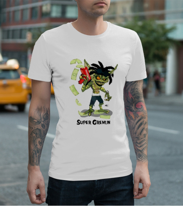 Sniper Gang Super Gremlin Cartoon With Cash And Red Gun T-Shirt