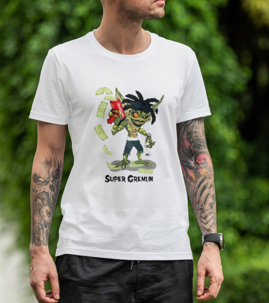 Sniper Gang Super Gremlin Cartoon With Cash And Red Gun T-Shirt