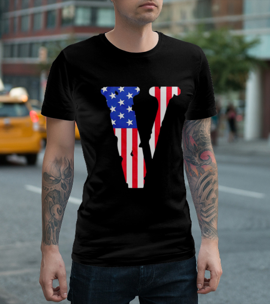 Vlone V American Flag USA T-Shirt