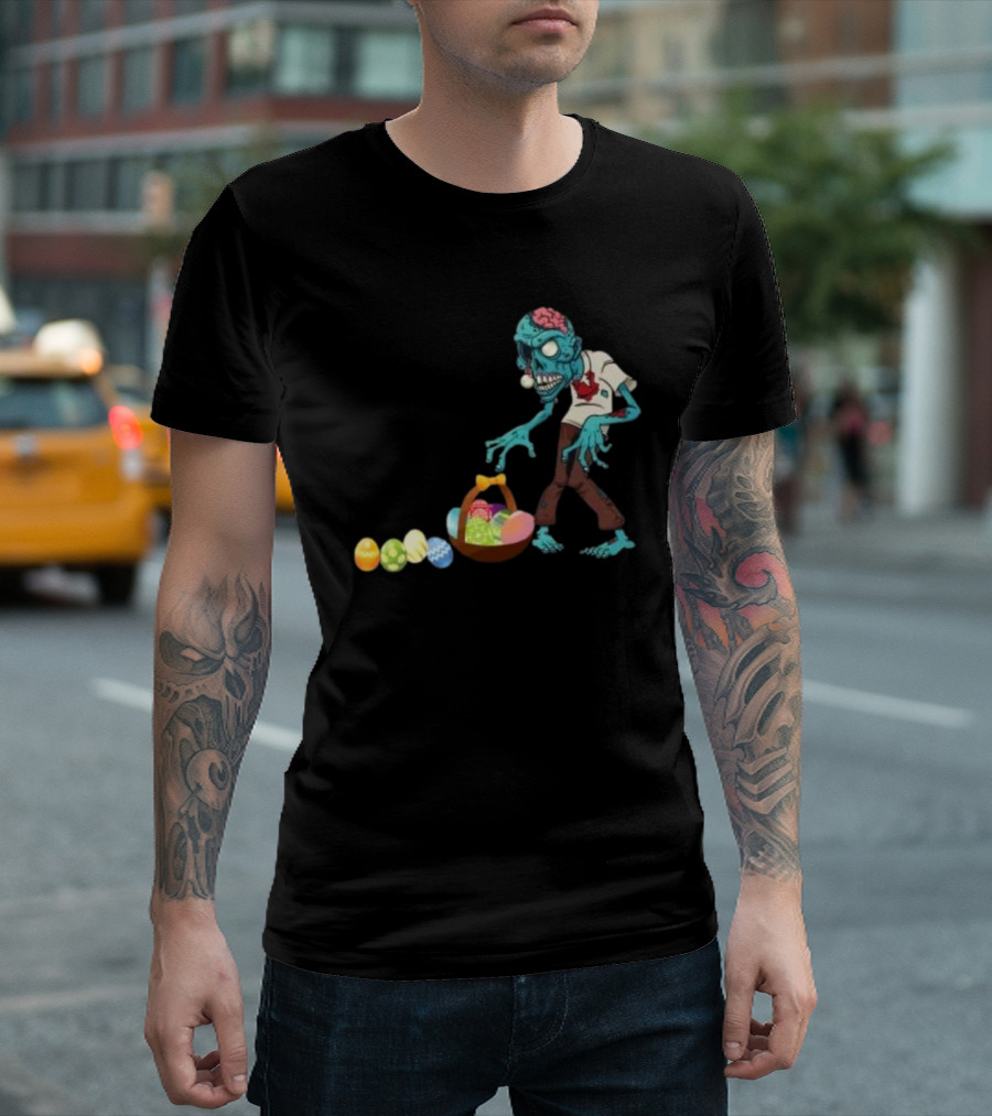 Zombie Collecting Happy Easter Eggs T-Shirt