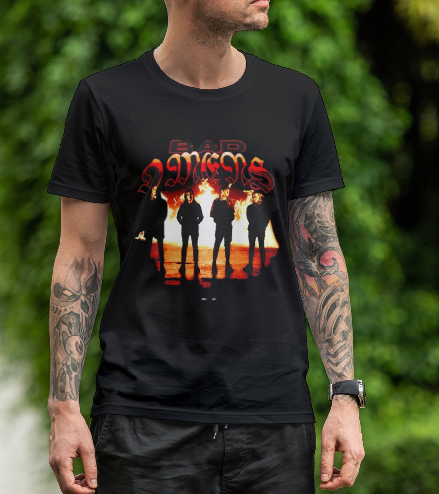 BAD OMENS Face In The Flames Shadows Fiery Background T-Shirt
