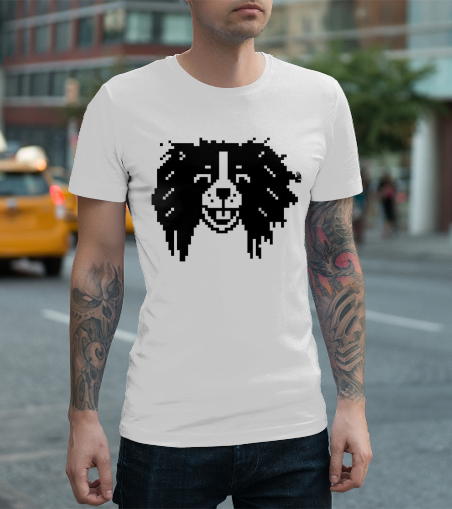 Charles Spaniel Louie 8 Bit Pixel Dog Face T-Shirt