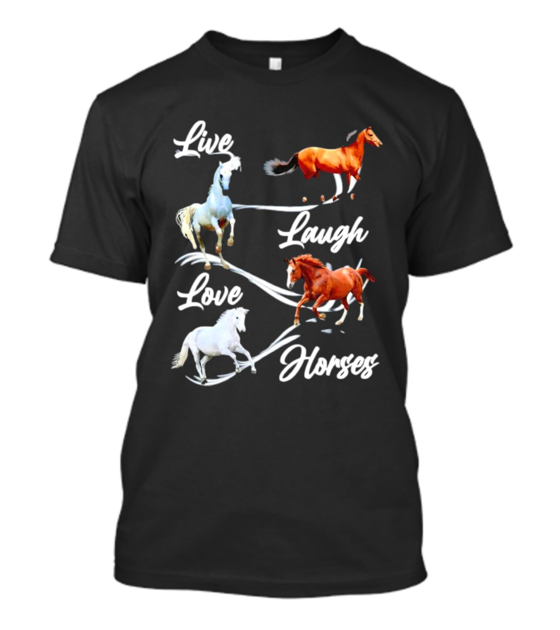 Live Laugh Love Horses Jumping Energetic Colors T-Shirt