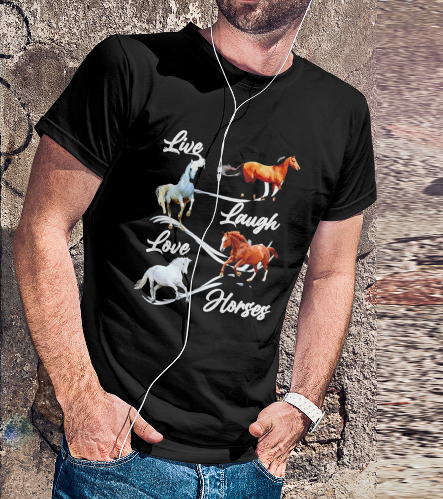 Live Laugh Love Horses Jumping Energetic Colors T-Shirt